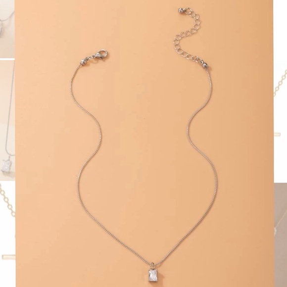 Cubic Zirconia Square Necklace - Picture 6 of 7